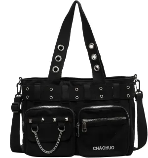 Steampunk Goth Messenger Bag, Fashion Punk Gothic Shoulder Bag