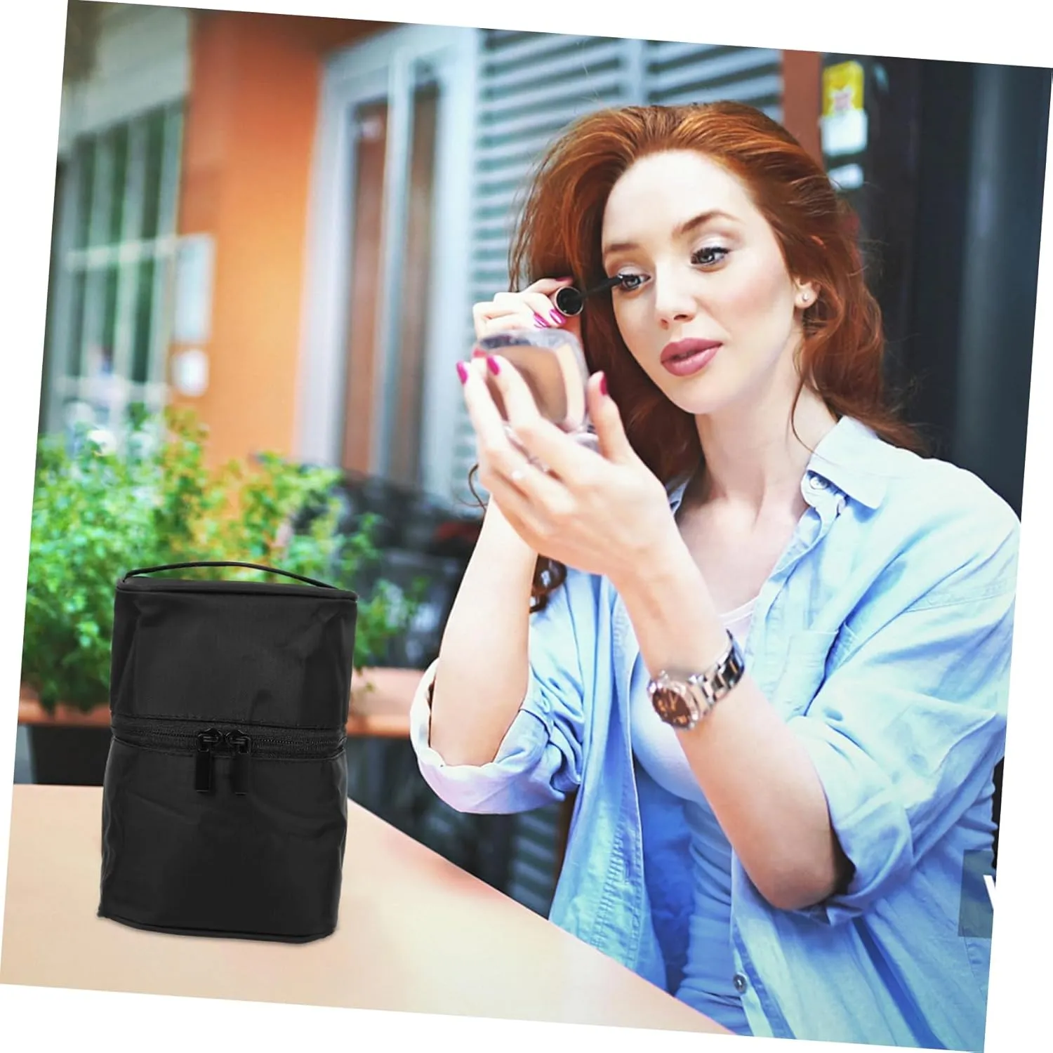 Storage Bag Cosmetic Bag Travel Makeup Bag Large Make up Bag Travel Organizer Portable Girl, Black, 18x14cm
