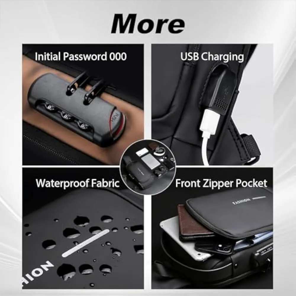 Streamline Anti-Theft Sling Bag, Anti-Theft Crossbody Charging Bag with USB Port,for Traveling, Sporting, Cycling