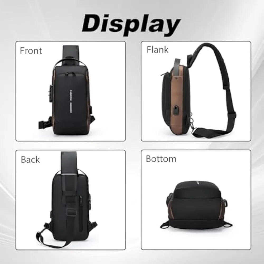 Streamline Anti-Theft Sling Bag, Anti-Theft Crossbody Charging Bag with USB Port,for Traveling, Sporting, Cycling
