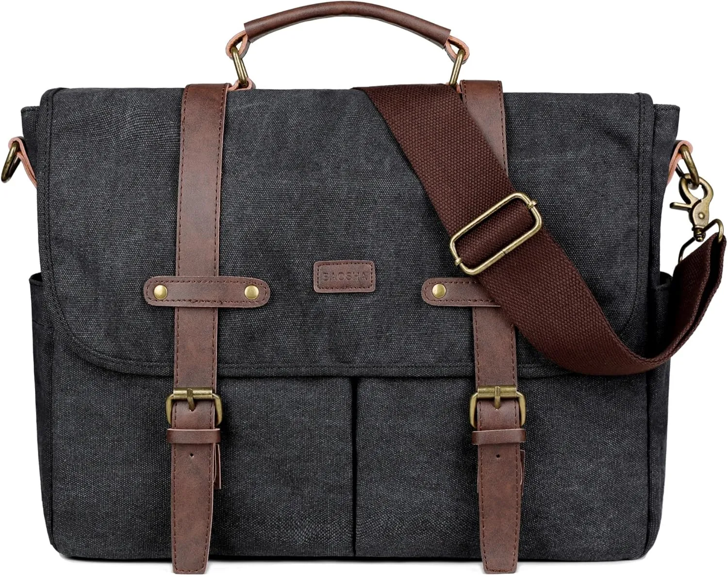 Stylish 15.6 inch Canvas Laptop Bag Messenger Bag Briefcase Vintage Crossbody Shoulder Bag Military Satchel for Men YL-01
