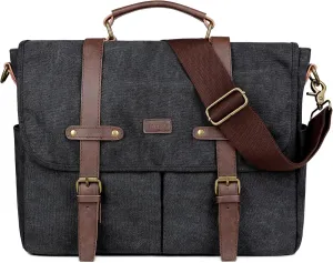 Stylish 15.6 inch Canvas Laptop Bag Messenger Bag Briefcase Vintage Crossbody Shoulder Bag Military Satchel for Men YL-01
