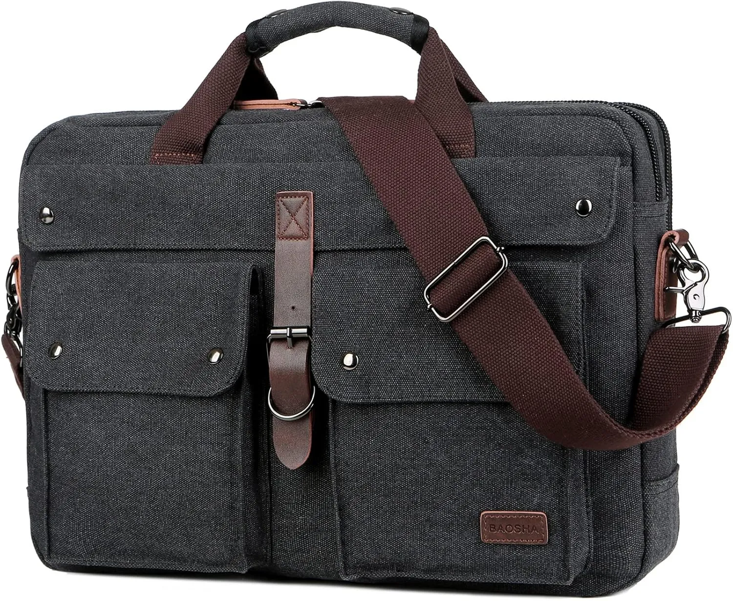 Stylish 17 inch Canvas Laptop Bag Messenger Bag Briefcase Vintage Crossbody Shoulder Bag Military Satchel for Men BC-07