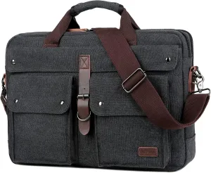 Stylish 17 inch Canvas Laptop Bag Messenger Bag Briefcase Vintage Crossbody Shoulder Bag Military Satchel for Men BC-07