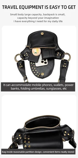 Stylish Leaf Design Waist Bag for Festivals, Travel, and Street Style, PU Leather Crossbody Belt Bag with Adjustable Strap, Steampunk Fanny Pack for Women and Men, Red