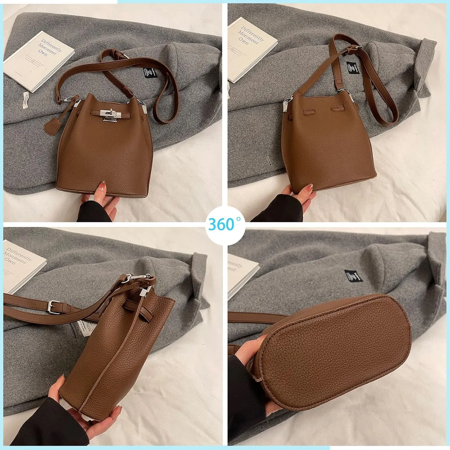 Stylish Pleated Handheld Bucket Bag, Vintage Shoulder Handbag, and Crossbody Purse