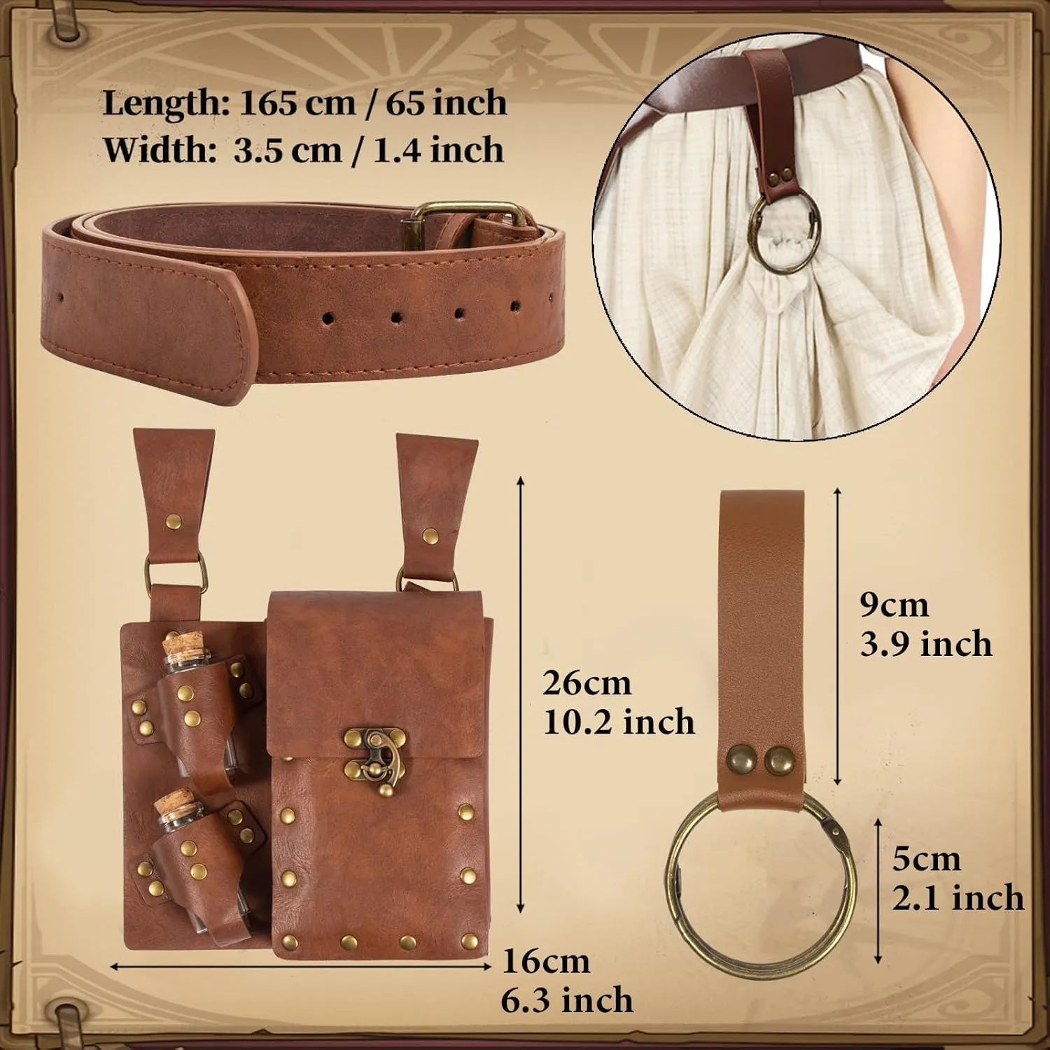 SUMGOGO Retro Belt Pouch Waist Bag Womens Fanny Pack Cellphone Holder Steampunk Medieval Renaissance Purse Costume Accessory