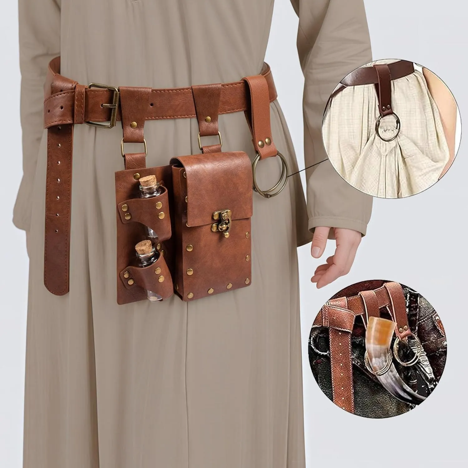 SUMGOGO Retro Belt Pouch Waist Bag Womens Fanny Pack Cellphone Holder Steampunk Medieval Renaissance Purse Costume Accessory