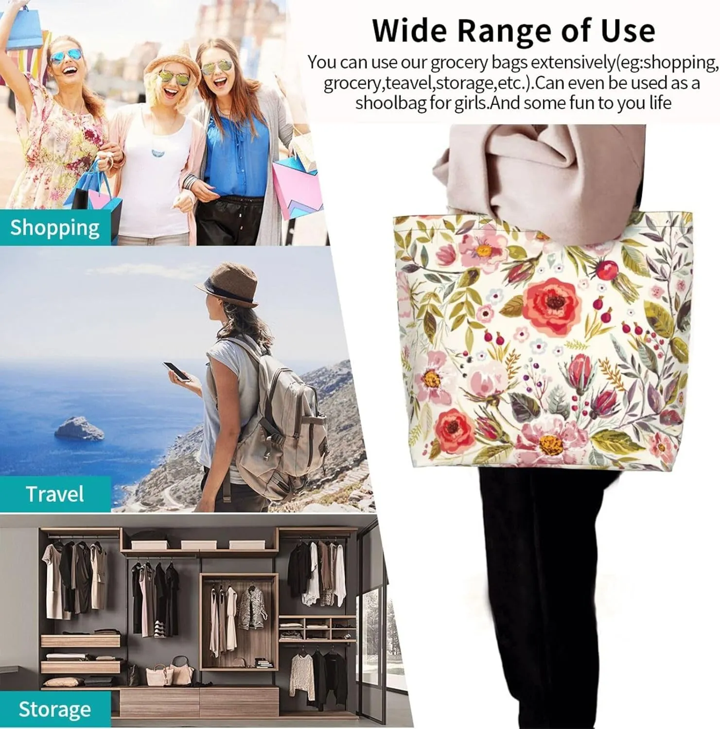 Sunflower Tote Bag For Women, Waterproof Shoulder Bags Big Reusable Grocery Handbag For Shopping Picnic Work Beach