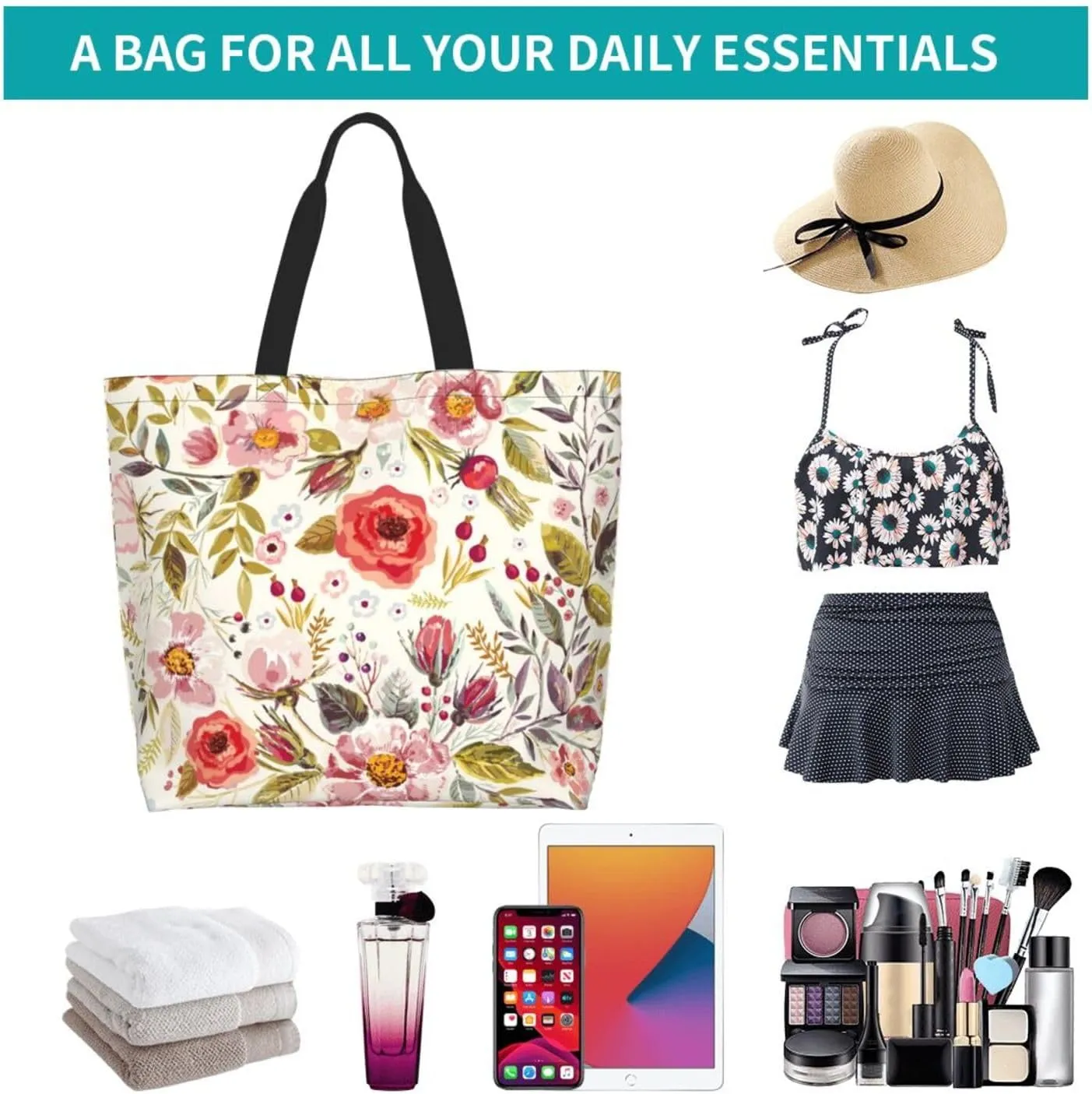 Sunflower Tote Bag For Women, Waterproof Shoulder Bags Big Reusable Grocery Handbag For Shopping Picnic Work Beach