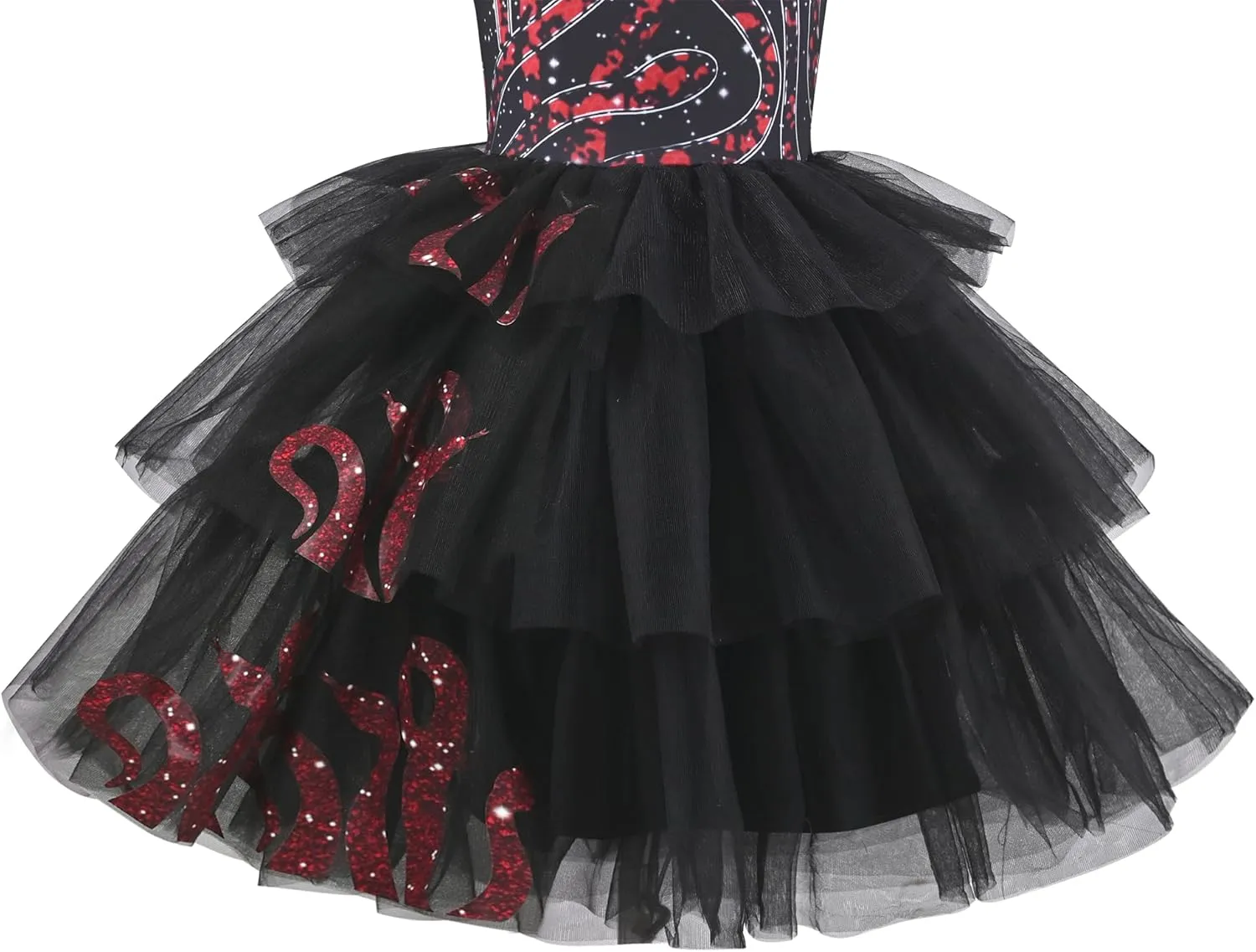 Sunny Fashion Girls Dress Black Lace Long Sleeve Organza Ruffle Polka Belt