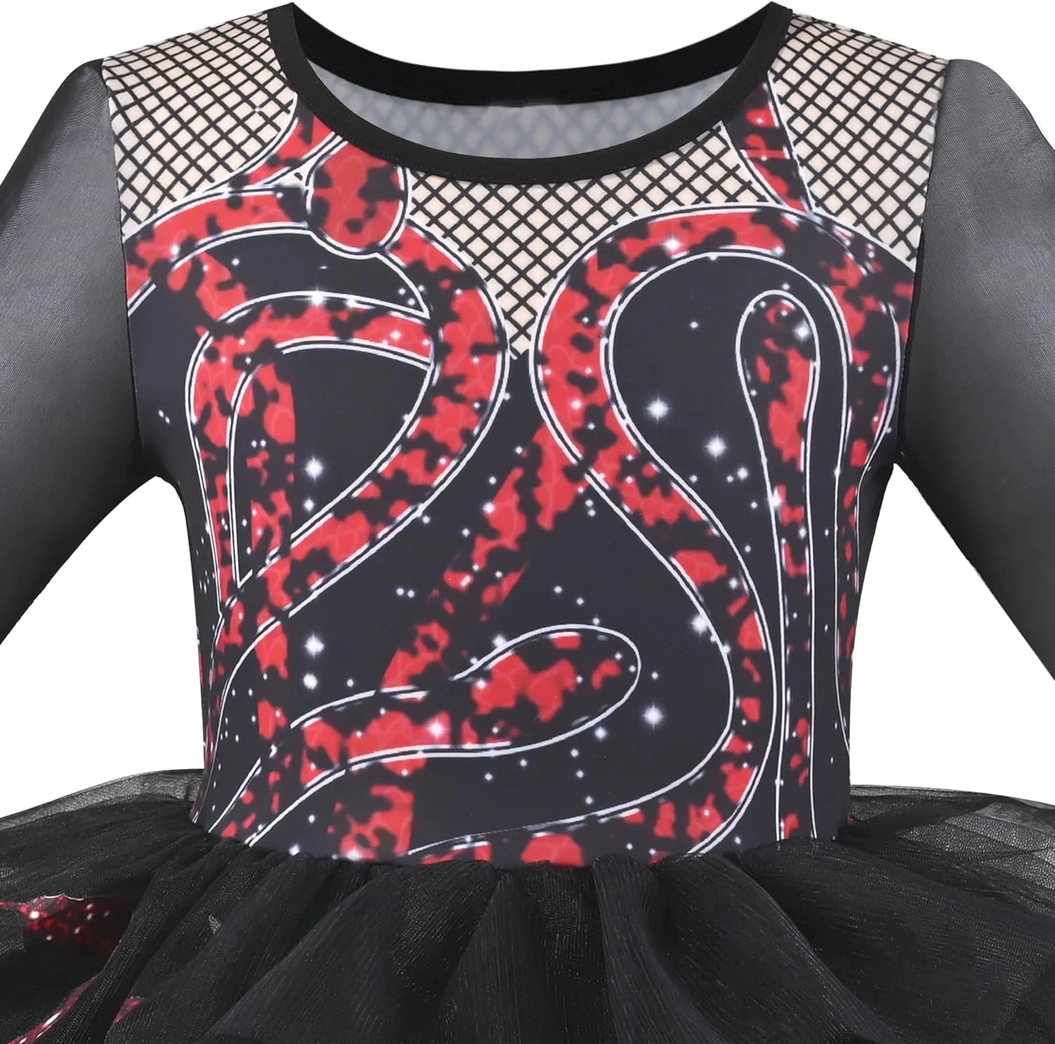 Sunny Fashion Girls Dress Black Lace Long Sleeve Organza Ruffle Polka Belt