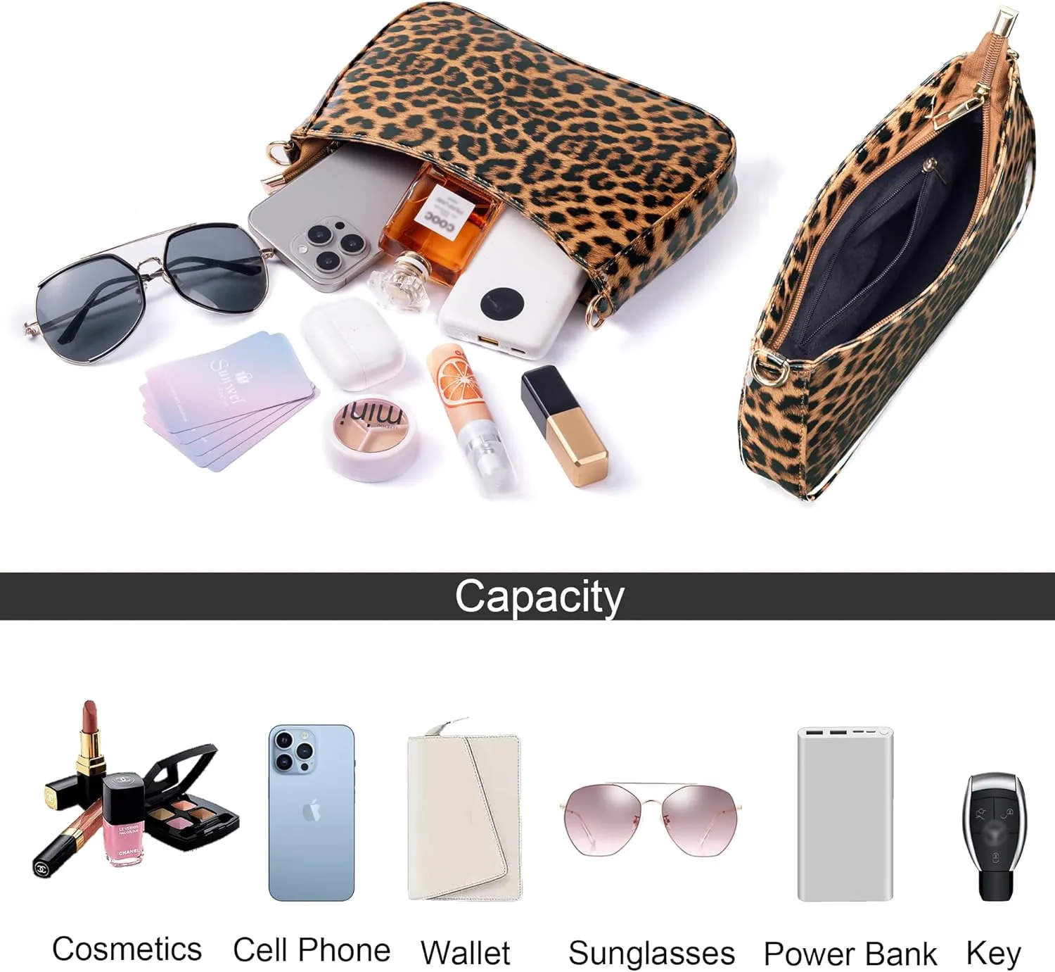Sunwel Fashion Women's Cow Print Underarm Bag Small Shoulder Bag Crossbody Cluth Purse for Women with Double Straps