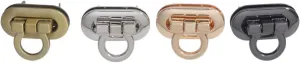 SUPVOX 4pcs Clasp Turn Lock Metal Hardware Oval Craft Case Clasp Flip Lock Purse DIY Handbag Shoulder Bag Closure Purse (Light Golden, Black, Silver, Rose Gold)