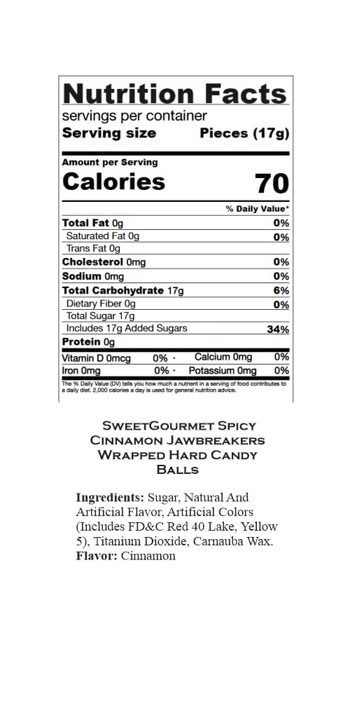SweetGourmet Spicy Cinnamon Jawbreakers Wrapped Hard Candy Balls | 3 Pounds