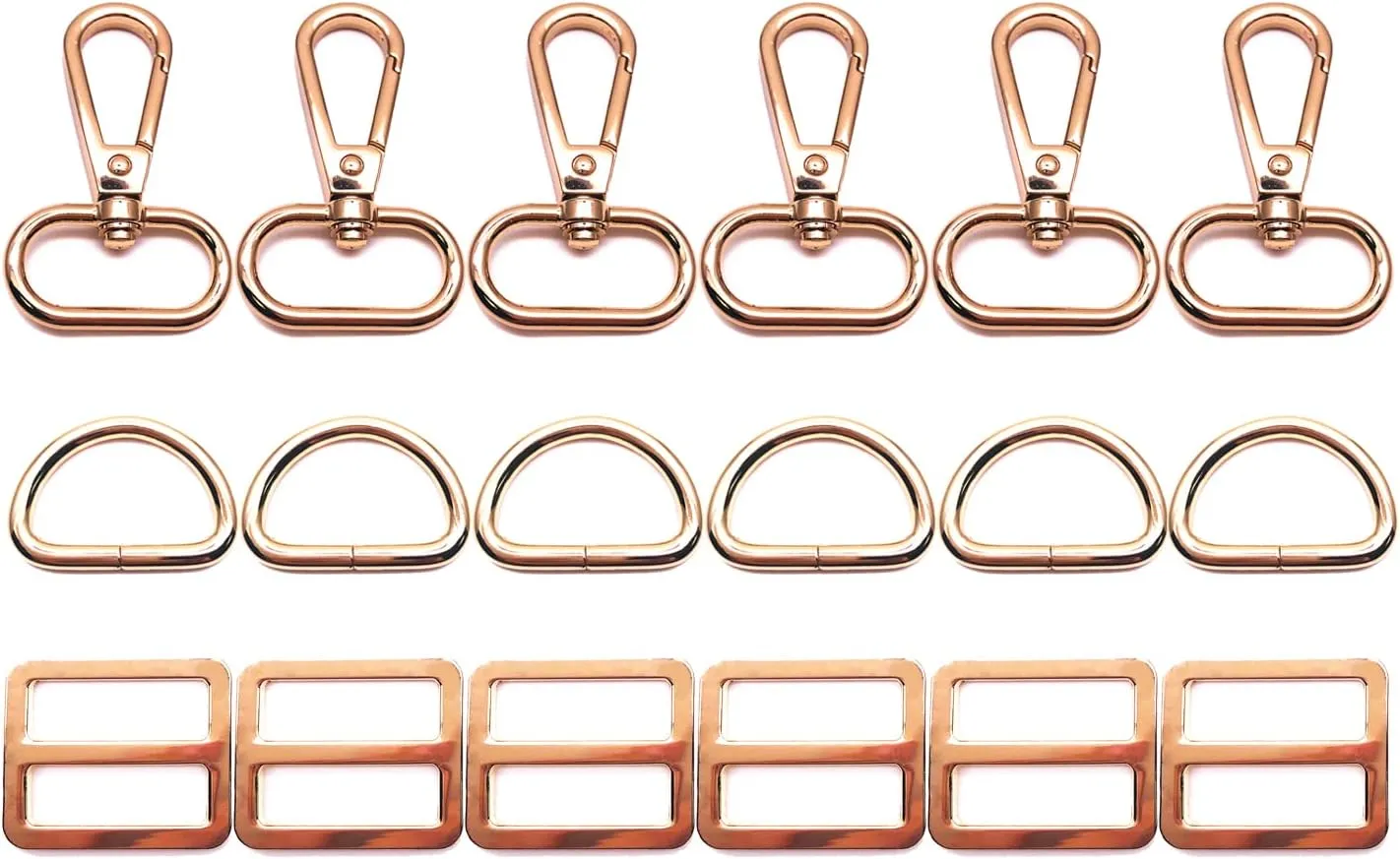 Swivel Hooks with D Ring and Tri-Glides Slide Buckle for Purse Hardware 18Pcs Metal Lanyard Swivel Clips Lobster Clasp Snap Hook for Purses Straps Handbag Making (Gold Buckle, 1 inch)