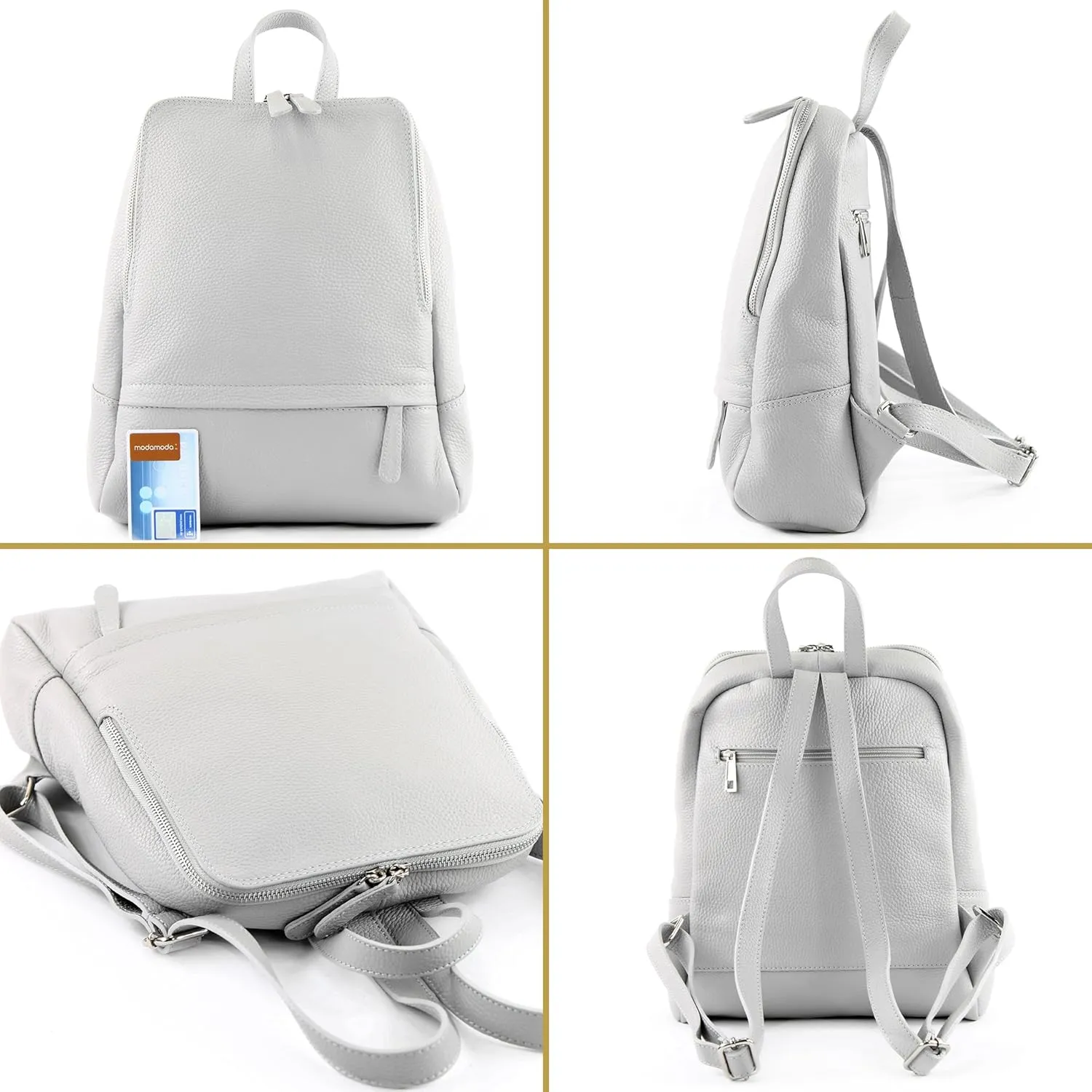 T138 - ital ladies leather backpack bag (Beige)