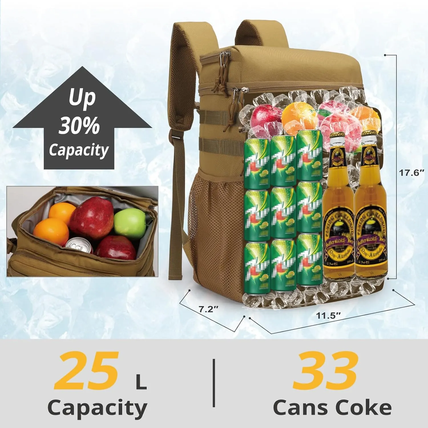 Tactical Backpack Cooler,Soft Lightweight Leakproof Cooler Backpack,Insulated Cooler Bag,Portable Soft Cooler Bag Waterproof for Beach, Travel, Camping, Picnic, Hiking