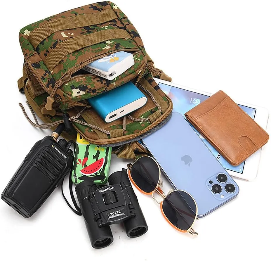 Tactical Backpack, Waterproof Military Cross-body Molle Sling Shoulder Backpack Chest Bag for Outdoor Every Day Carry Black02