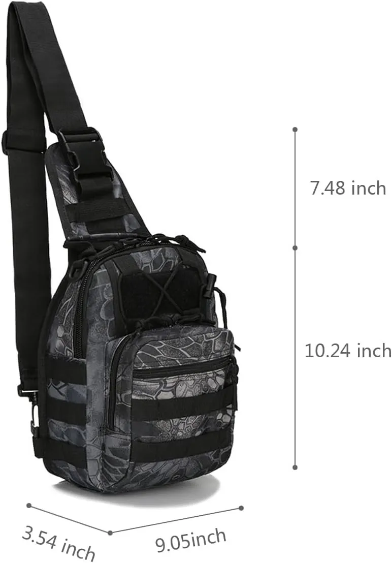 Tactical Backpack, Waterproof Military Cross-body Molle Sling Shoulder Backpack Chest Bag for Outdoor Every Day Carry Black02