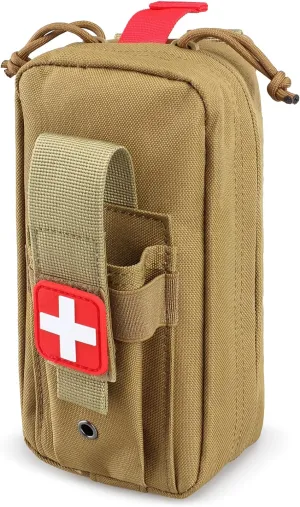 Tactical MOLLE Medical Pouch, Rip-Away EMT First Aid Pouch IFAK Trauma Kit Everyday Carry Survival Bag Include Cross Patch