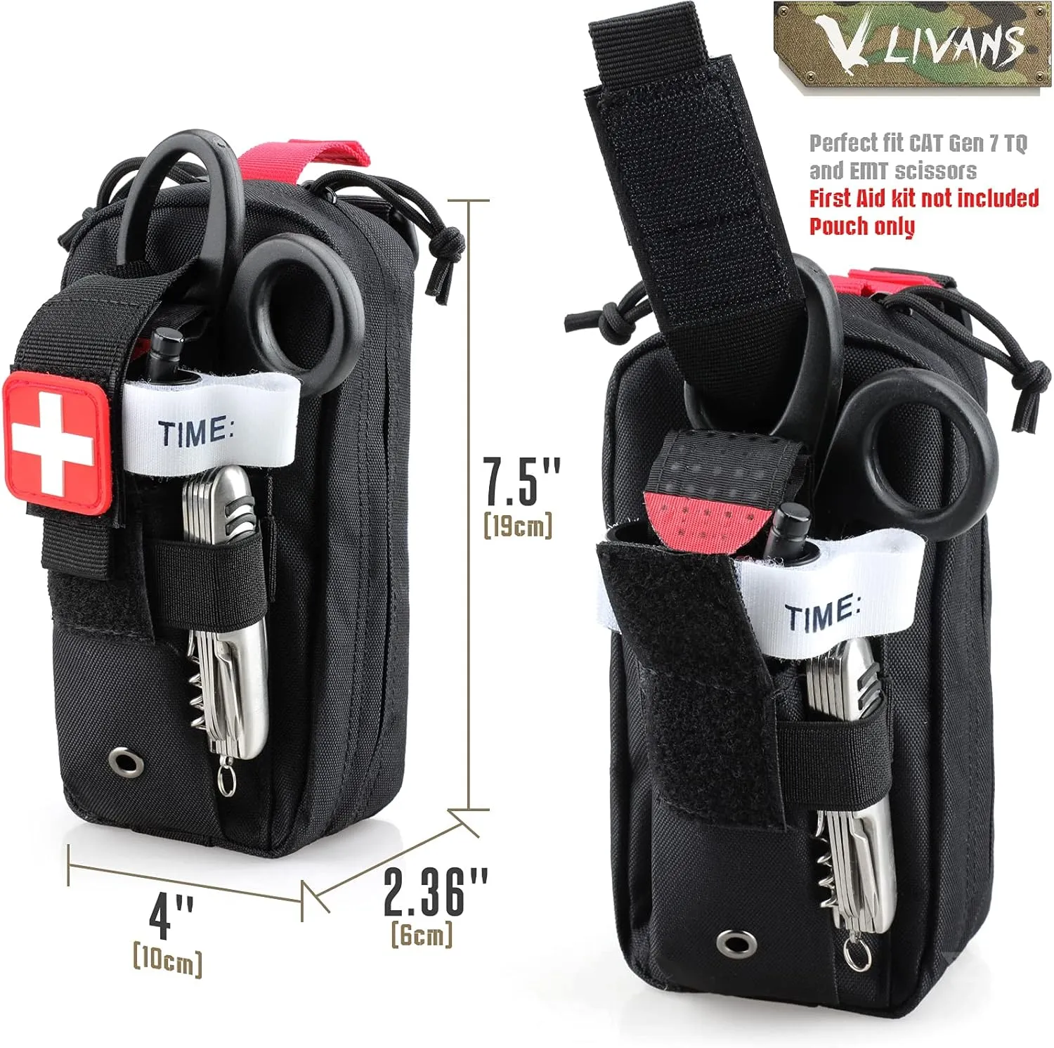 Tactical MOLLE Medical Pouch, Rip-Away EMT First Aid Pouch IFAK Trauma Kit Everyday Carry Survival Bag Include Cross Patch