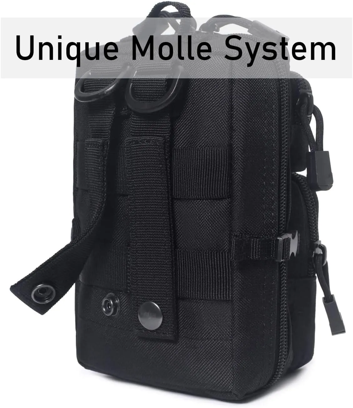 Tactical Molle Pouch Compact EDC Tool Pouch Bag Mini Utility Pouch with US Flag Patch, Shoulder Strap & Two D-Rings