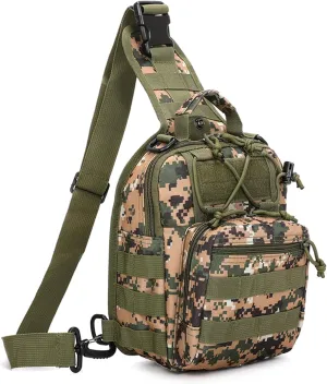 Tactical Sling Bag for Men, Small Crossbody Bag Chest Holster, EDC Shoulder Bag, Woodland Ditigal