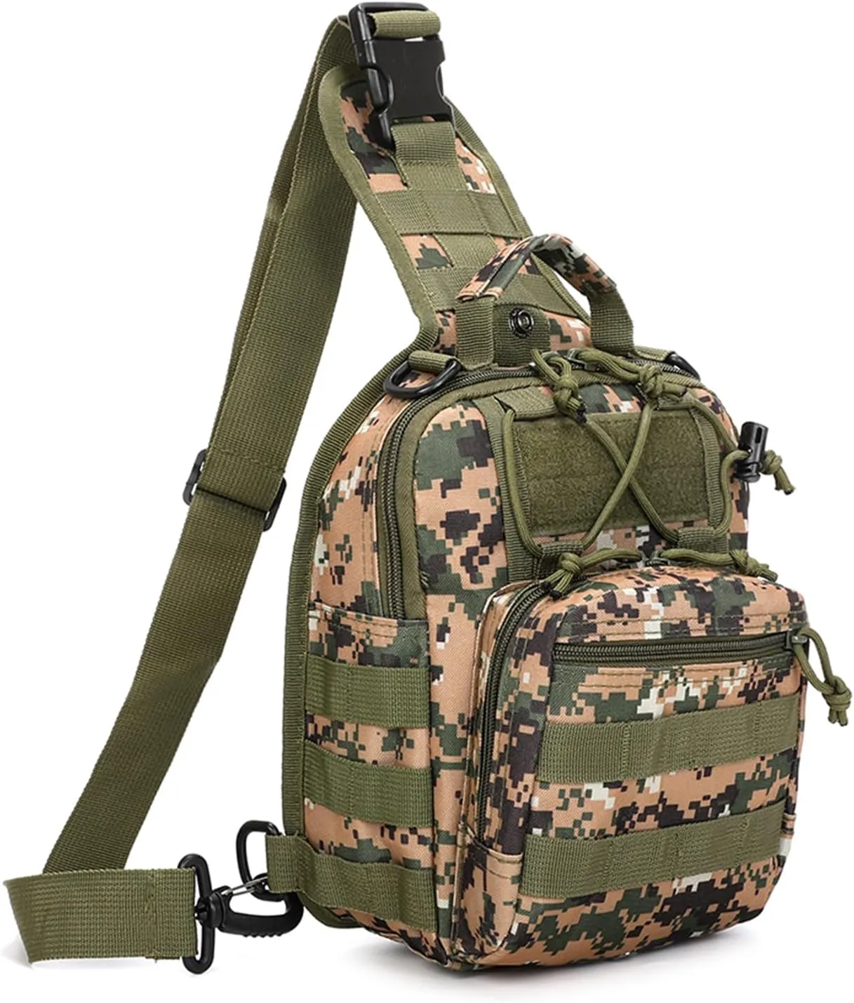 Tactical Sling Bag for Men, Small Crossbody Bag Chest Holster, EDC Shoulder Bag, Woodland Ditigal