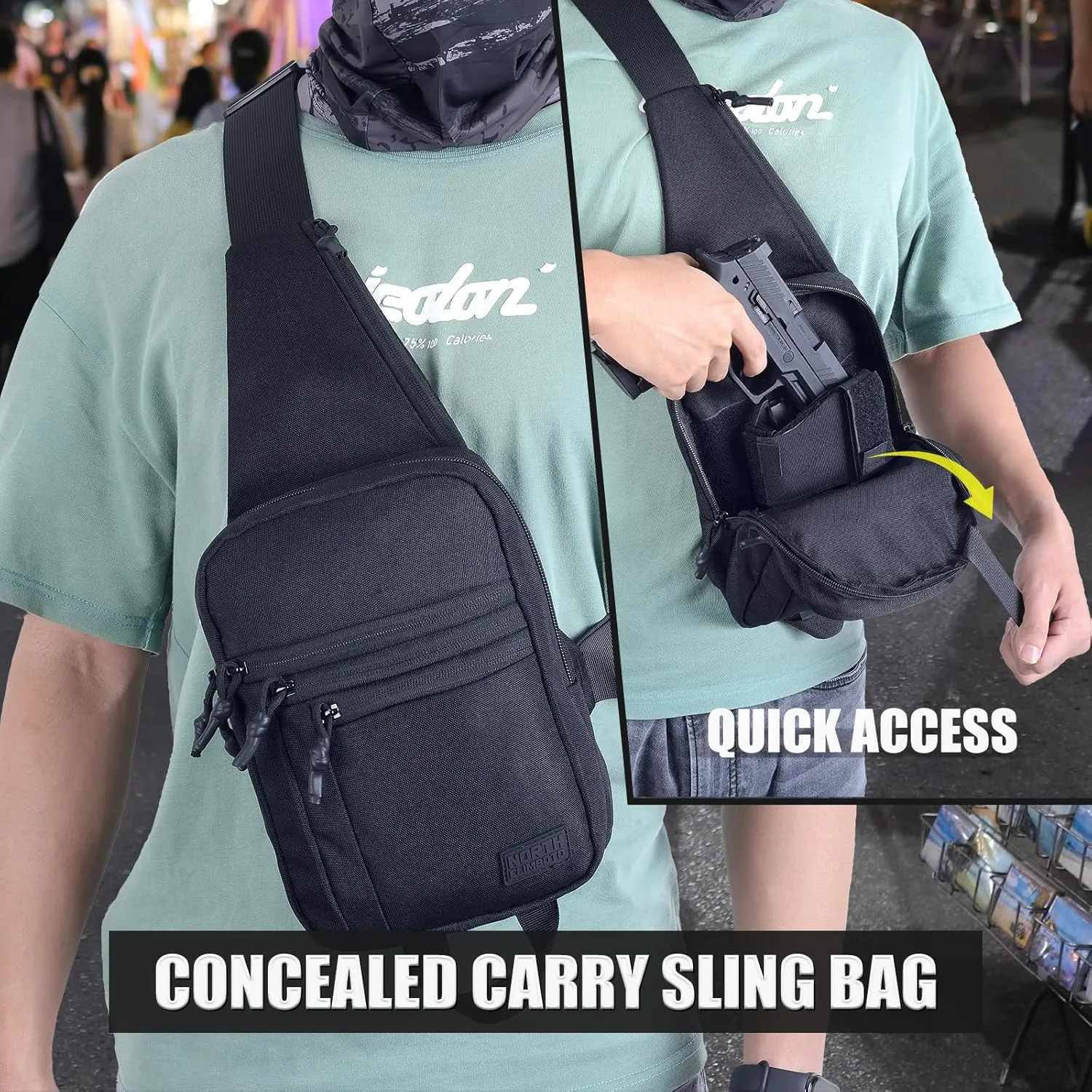 Tactical Sling Chest Bag Concealed Carry Bags with Gun Holder EDC Shoulder Crossbody Casual pac