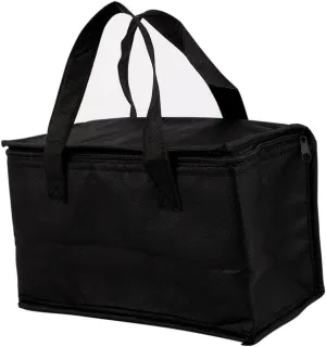 Takeaway Bag Zip Closure Insulated Lunch Box Handle Heat Preservation for Food Black