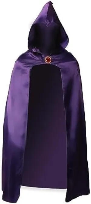Teenager Titans Raven Costume Jumpsuit with Cape Cloak Hood Red Gem Belt Halloween Cosplay Costume Suit for Adult Women