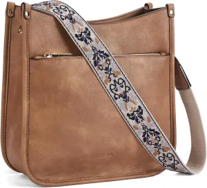 Telena Crossbody Purses for Women Trendy Vegan Leather Purses Bucket Hobo Bags Handbags with Adjustable Guitar Strap