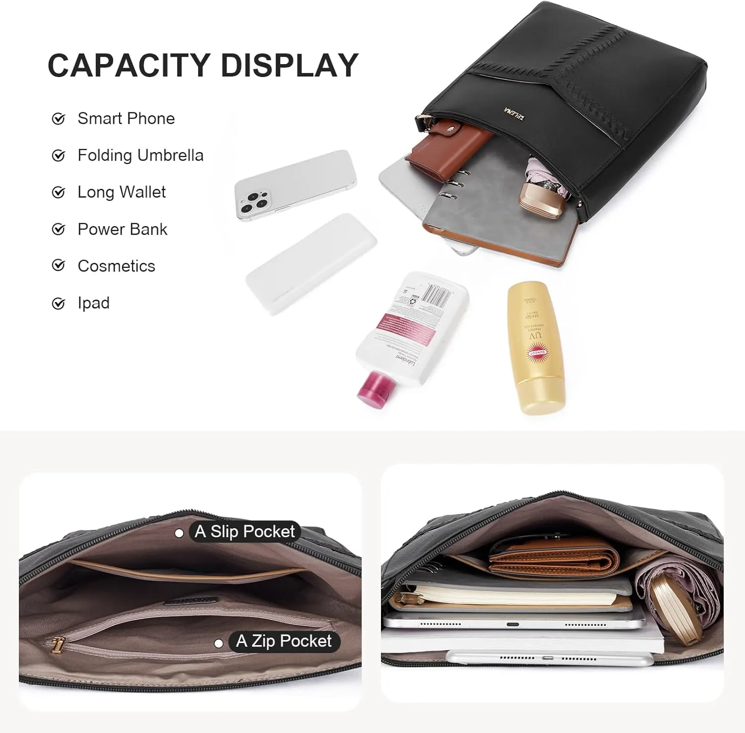 Telena Crossbody Purses for Women Trendy Vegan Leather Purses Bucket Hobo Bags Handbags with Adjustable Guitar Strap