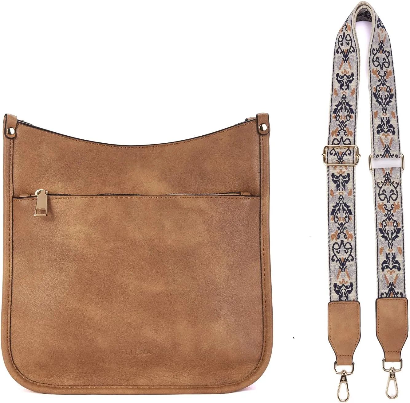 Telena Crossbody Purses for Women Trendy Vegan Leather Purses Bucket Hobo Bags Handbags with Adjustable Guitar Strap