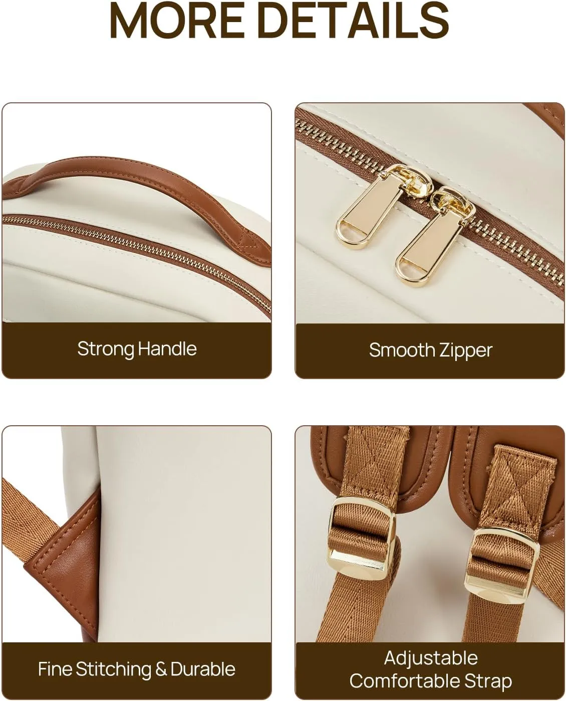 Telena Leather Laptop Backpack Women Men 15 inch Computer Bag Vintage Work Business for Teacher Nurse Beige Brown