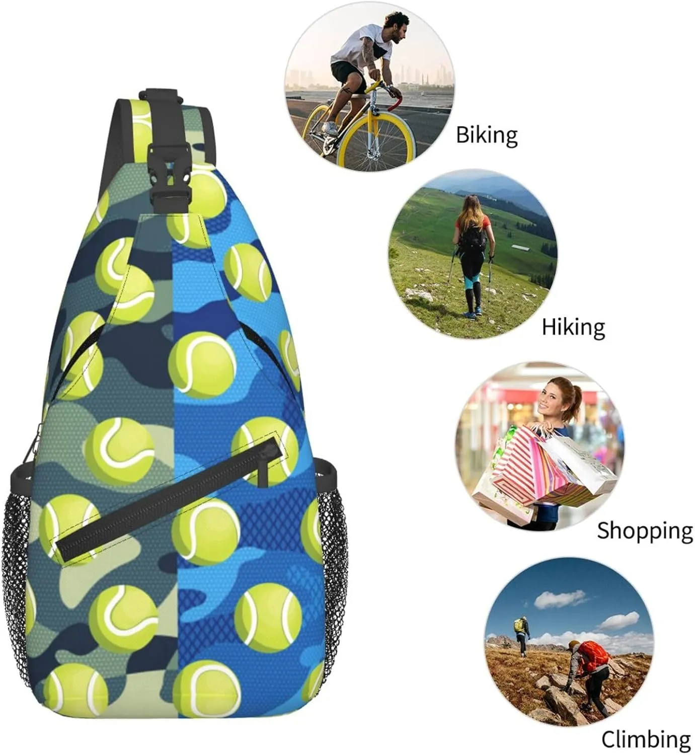 Tennis Sling Backpack Sports Crossbody Bag For Women Men Sling Bag Travel Hiking Chest Bag Unisex