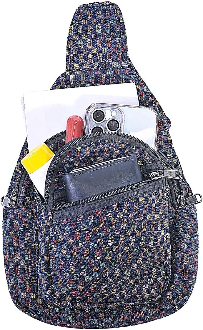 THE COLLECTION ROYAL Himalayan Hemp Cotton Crossbody Hippie Boho Sling Chest Backpack Purse Bag Fanny Pack for Men and Women