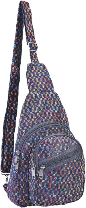 THE COLLECTION ROYAL Himalayan Hemp Cotton Crossbody Hippie Boho Sling Chest Backpack Purse Bag Fanny Pack for Men and Women