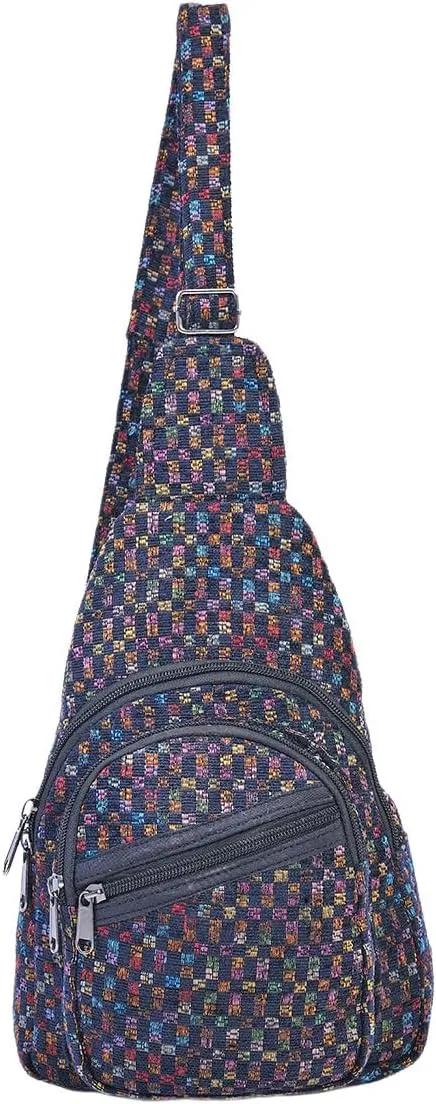 THE COLLECTION ROYAL Himalayan Hemp Cotton Crossbody Hippie Boho Sling Chest Backpack Purse Bag Fanny Pack for Men and Women