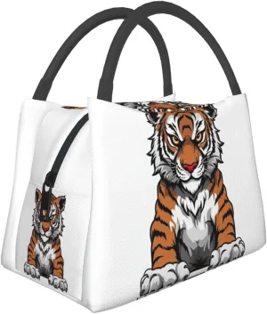 Tiger head with raised paws Lunch Bag for Women Men Insulated Lunch Box Reusable Lunch Tote Bags Leakproof Lunchbox Large Capacity Lunch Container Bag for Work, Travel, Outdoor
