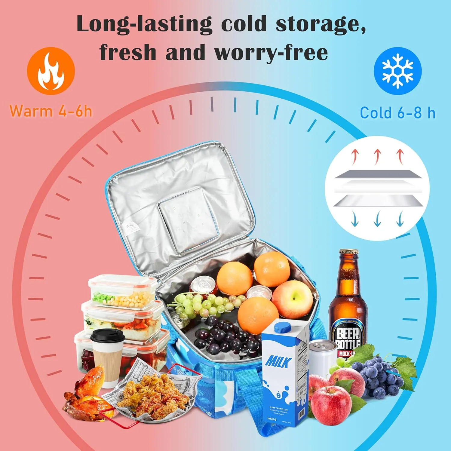Tirrinia Large Insulated Cooler Bag - Outdoor Leakproof Cooler Box for Women & Men - Portable Freezer Bag with Adjustable Shoulder Strap for Camping, Picnic, Golf, Beach