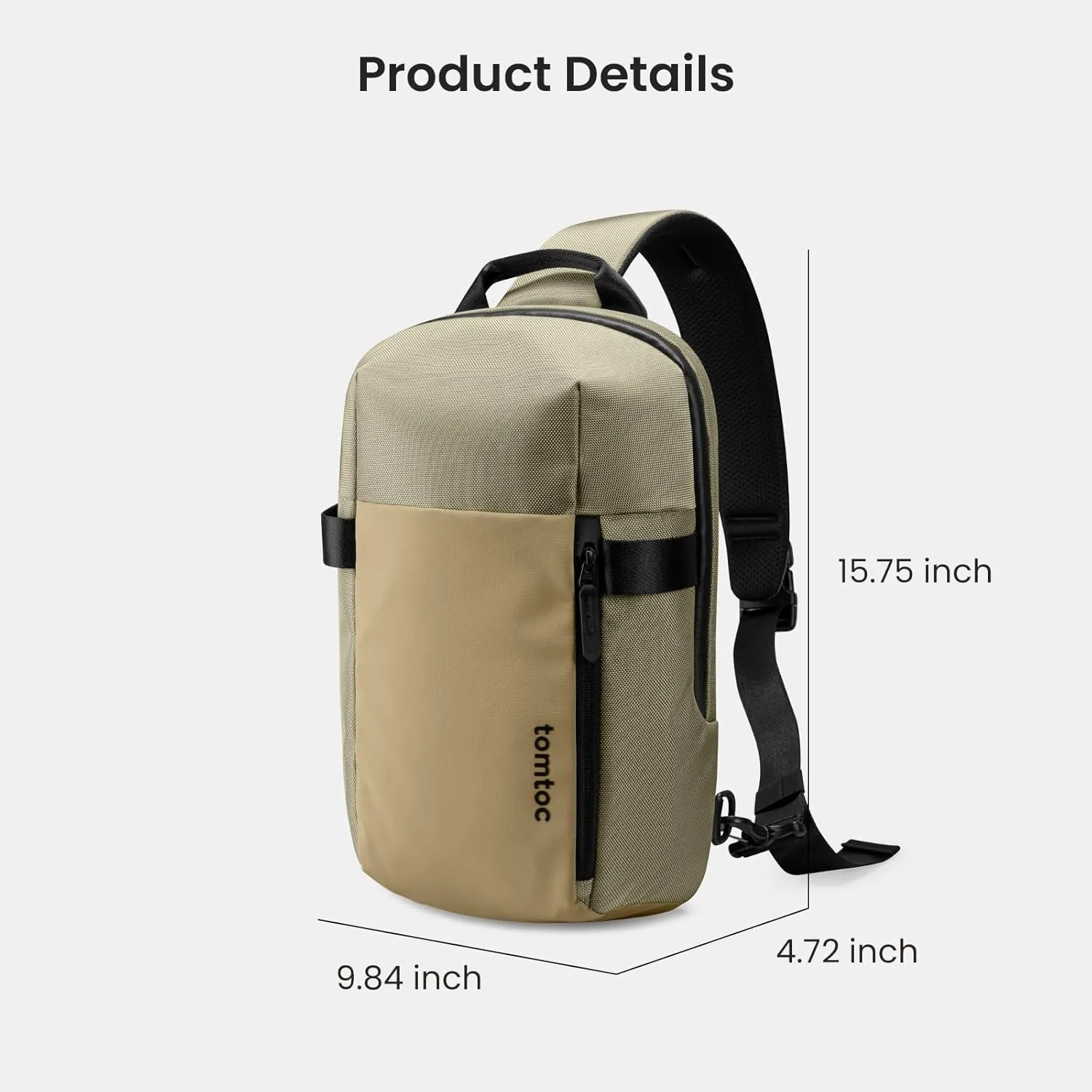 tomtoc Sling Bag Crossbody Backpack EDC Daypack for Men Women, Chest Shoulder bag for 2024 14" MacBook Pro M4, 13" MacBook Air/Pro, 2025 11" iPad A16/Air M3&M2/Pro M4, Daily Use, Work, Travel- S Size