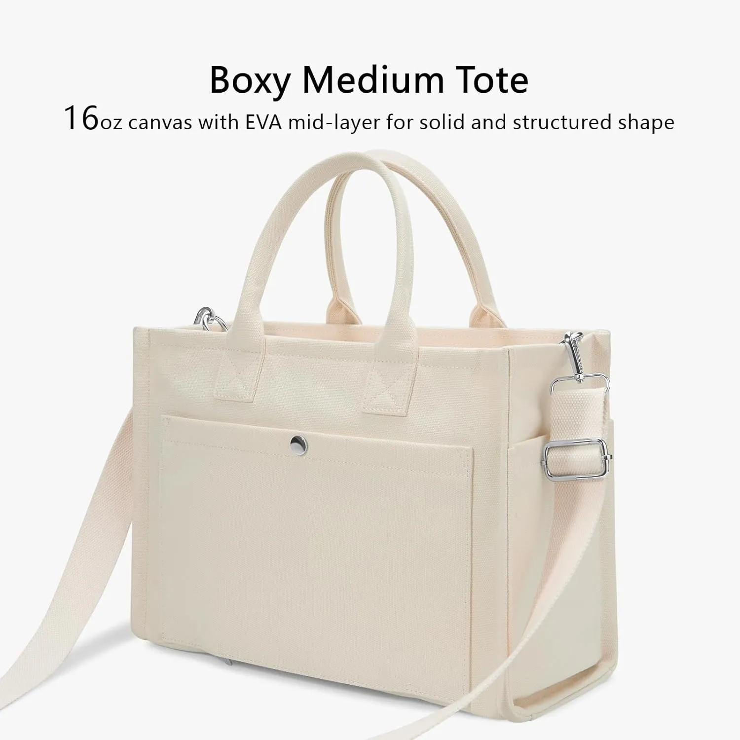TOPDesign Heavy-Duty Canvas Tote Bag for Women, Crossbody Handbag with 9 Pockets, Everything Tote