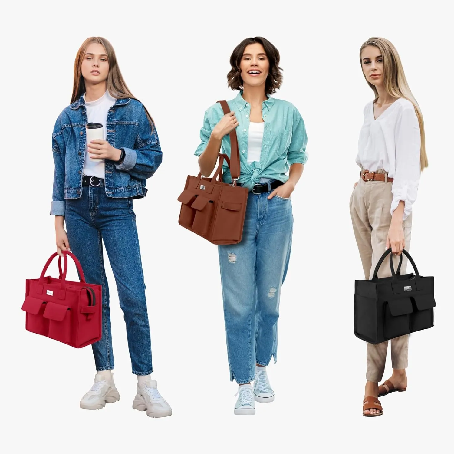 TOPDesign Heavy-Duty Canvas Tote Bag for Women, Crossbody Handbag with 9 Pockets, Everything Tote
