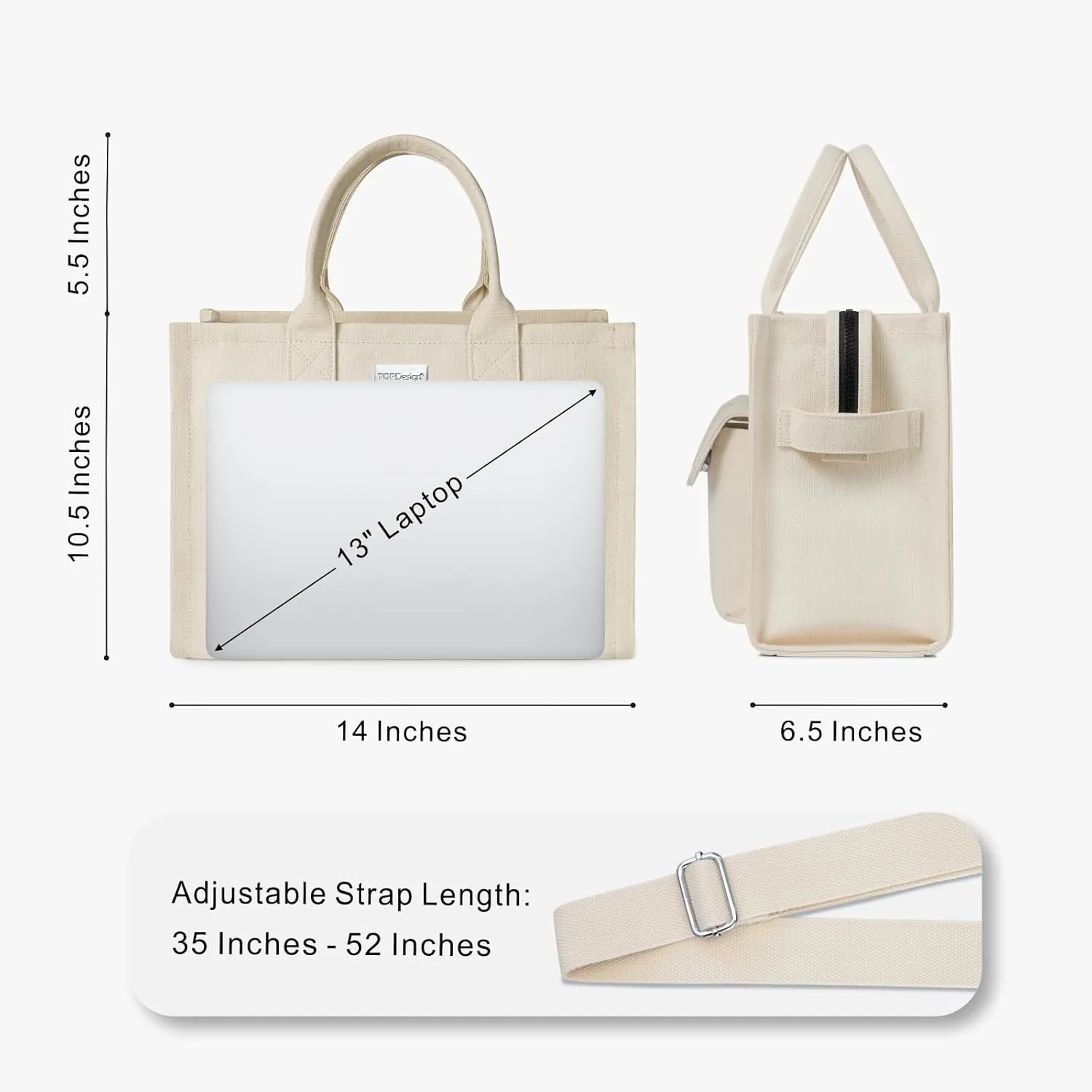 TOPDesign Heavy-Duty Canvas Tote Bag for Women, Crossbody Handbag with 9 Pockets, Everything Tote