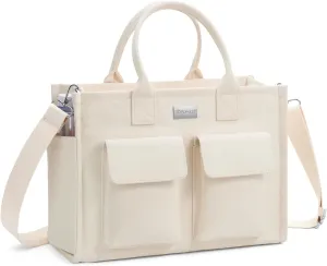 TOPDesign Heavy-Duty Canvas Tote Bag for Women, Crossbody Handbag with 9 Pockets, Everything Tote