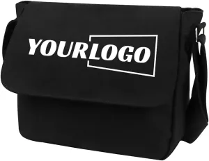TopTie Custom Canvas Messenger Bag with Logo, Add Name on Shoulder Bag for Daily Use