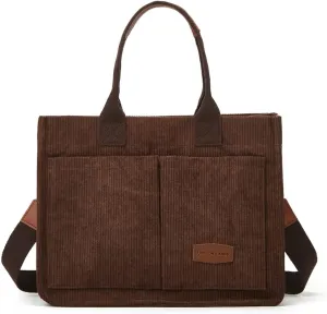 Tote Bag for Women Fashion Corduroy Handbags Casual Hobo Messenger Bag Canvas Shoulder Bag with Multi-pocket