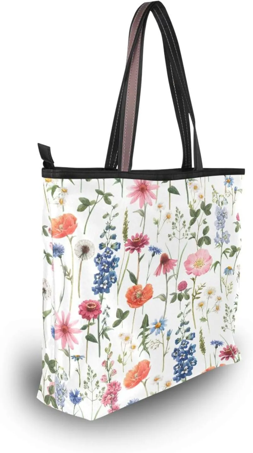 Tote Bag for Women with Zipper,Polyester Tote Purse Holiday Tote Bag Work Handbag Women Gift